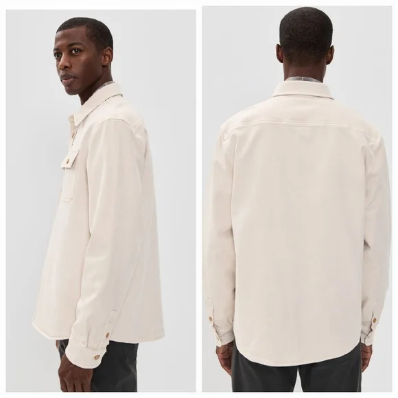 Faherty Sunwashed Organic Cotton CPO Shirt Jacket Sea Salt Mens XL - Picture 3 of 14